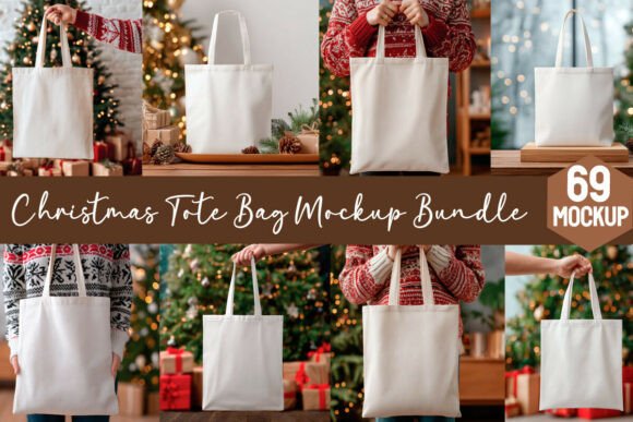 Christmas Tote Bag Mockup Bundle: Premium Graphics