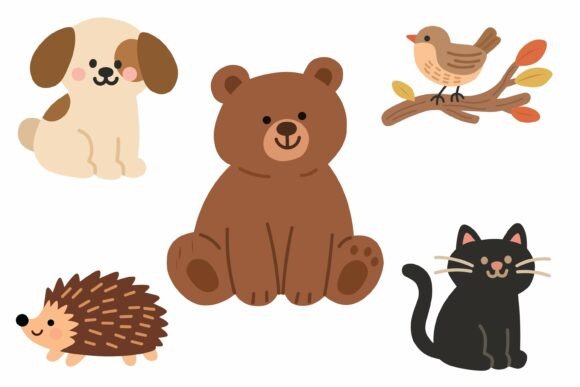 Cute Animal Vector Set: Graphics & Illustrations