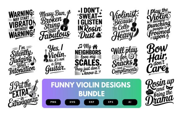 Funny Violin SVG Bundle: Graphics for T-Shirt Designs