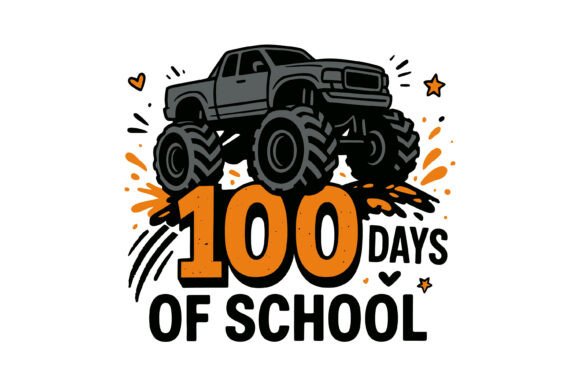 Monster Truck 100 Days Smash Graphics for T-Shirt Designs