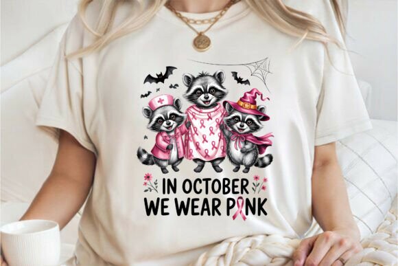 Pink October Raccoon PNG for T-Shirt Designs & Graphics