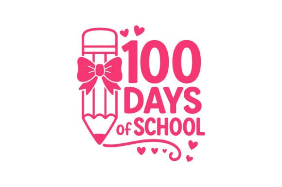 Pink Pencil 100 Days Graphics for T-Shirt Designs