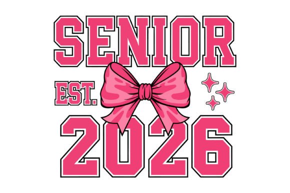 Pink Senior 2026 Bow Graphics for T-Shirt Designs