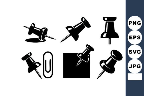 Push Pins & Paper Clip Icons: Graphics for Illustrations