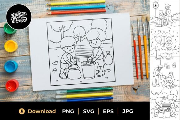 Reviewing Helping Friends Coloring Sheet 01 for Embroidery